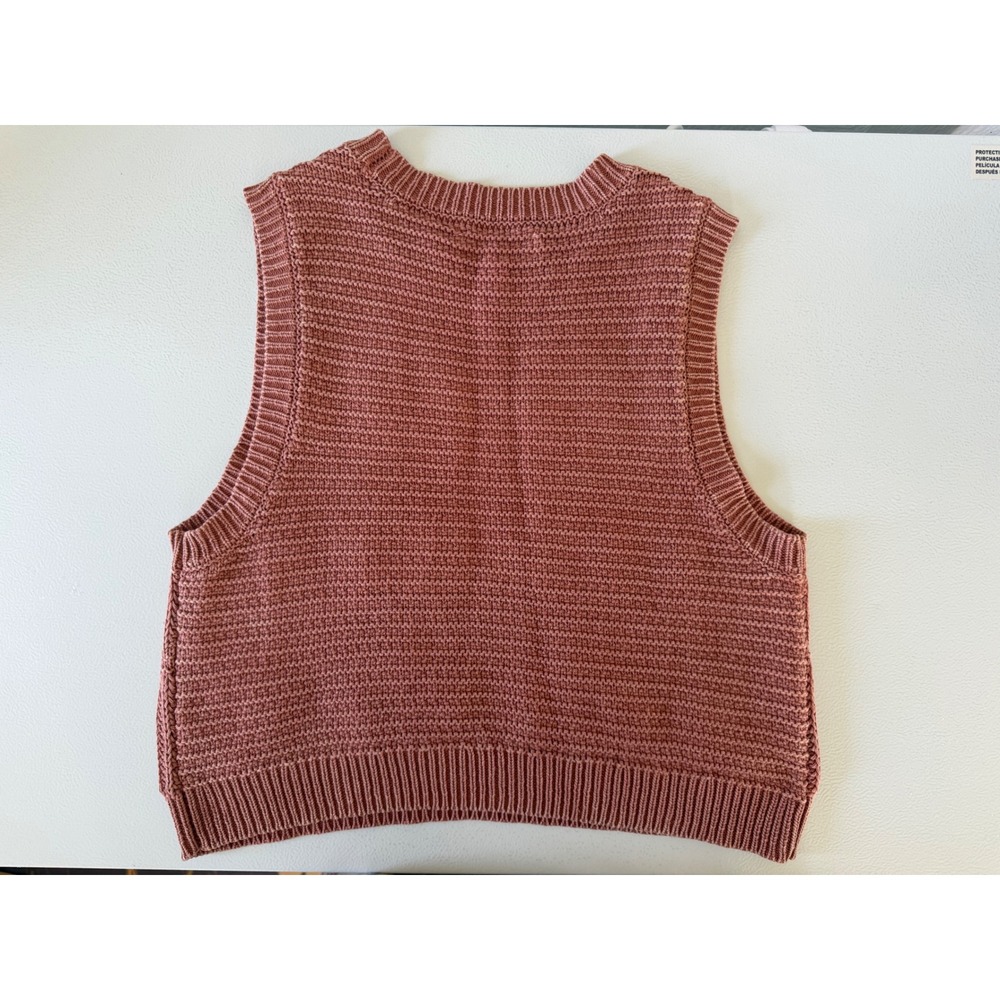 Lucky Brand Dusty Rose Crochet Knit Sweater Vest Women's M Granny Twee Boho - Picture 2 of 6
